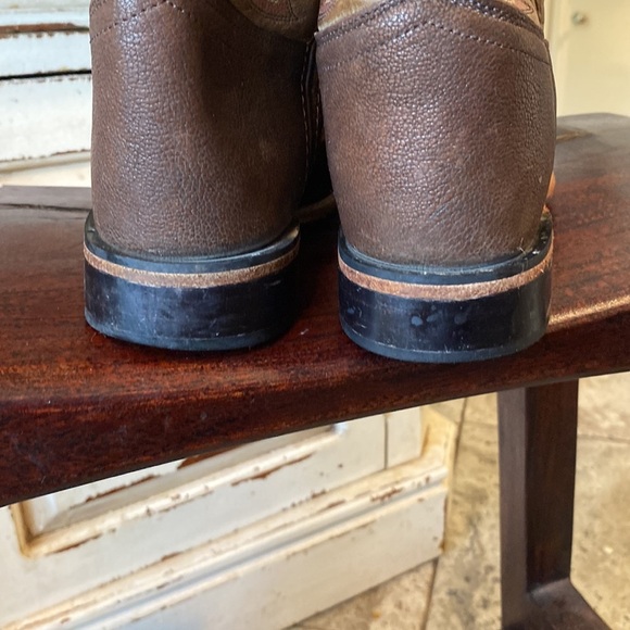 Kids OLD WEST BROWN SQUARE TOE BOOTS - Picture 7 of 9